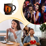 3D Halloween kézműves bögre – boszorkány és macska mintával