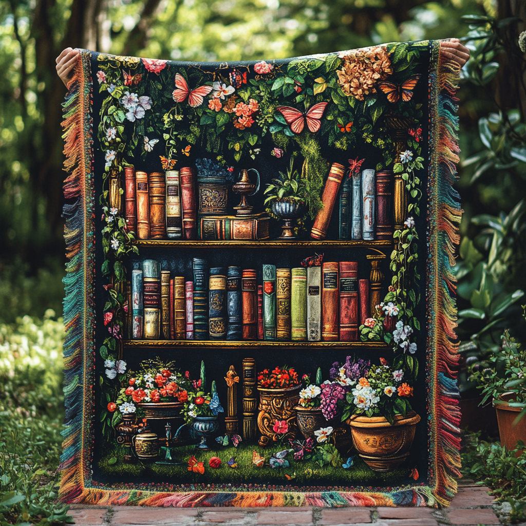 Szőtt takaró – Virágos Bookcase